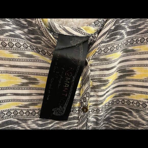 FREE PEOPLE Romantics Black White Yellow Ikat Tunic - Picture 4 of 8